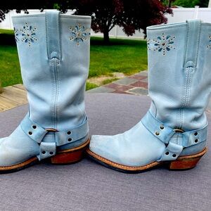 Frye 12R rate blue biker boots size 8